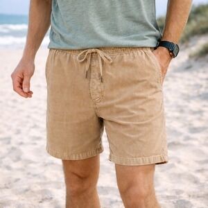 Prana Corduroy Drawstring Shorts Organic Cotton Tan Casual Men's XL Outdoor